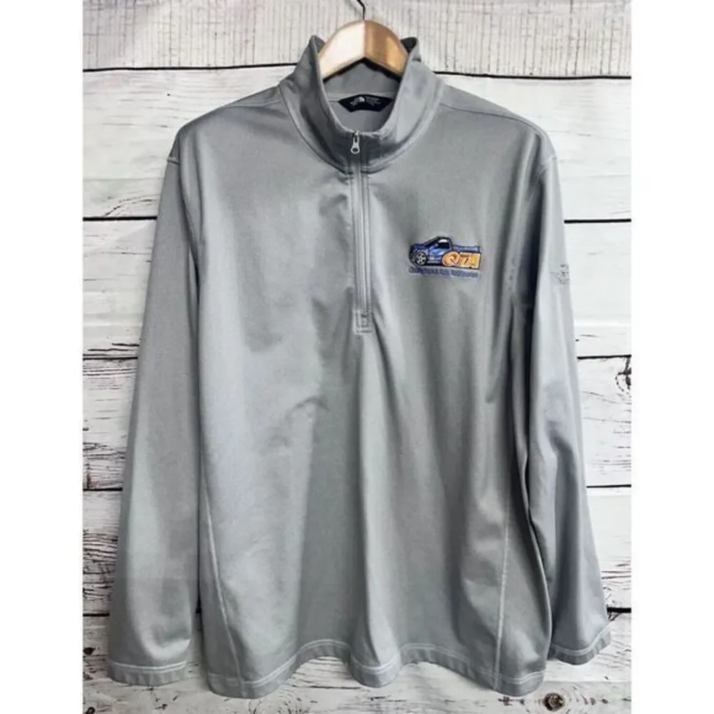North Face Sweater Adult 2XL Grey 1/4 Zip Pullover‎ Sweatshirt Stretch Mens